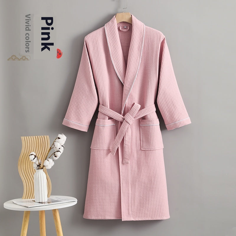 Four Seasons Pure Cotton Waffle Bathrobe Water-absorbing Quick-drying Bathrobe
