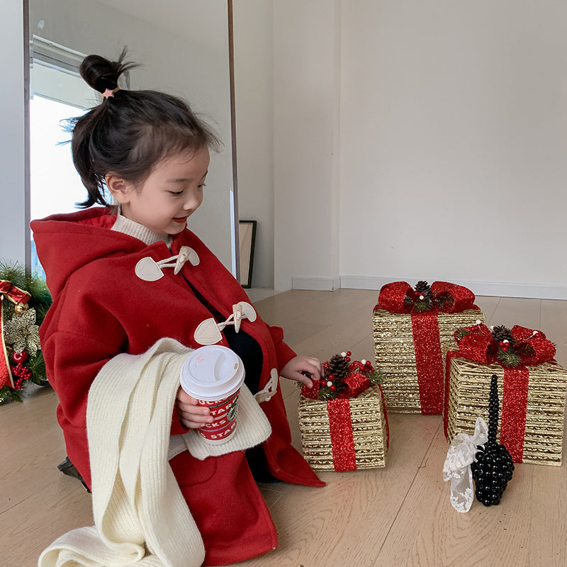 Children's New Year Quilted Horn Button Coat