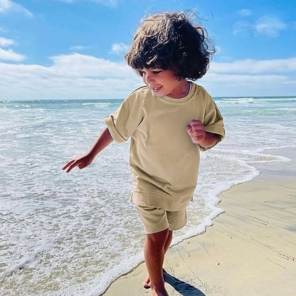 Children's Summer Short Sleeved Shorts Sports Two-piece Set