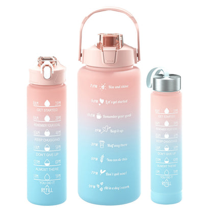 Large Capacity Cup With Straw Sports Outdoor Gradient Frosted TRITAN Cup Three-piece Set