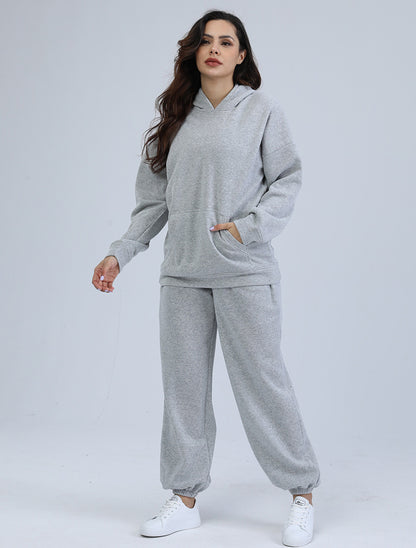 Women's Hooded Pocket Sports And Leisure Two-piece Suit