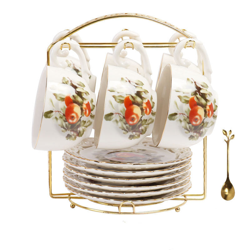 European Style Floral Coffee Cup Set Cup And Saucer Ceramic