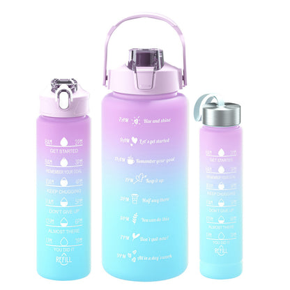 Large Capacity Cup With Straw Sports Outdoor Gradient Frosted TRITAN Cup Three-piece Set