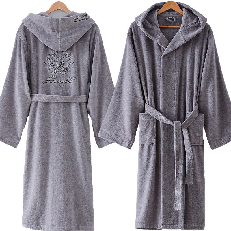 Cotton Bathrobe Thick Towel Material With Hood