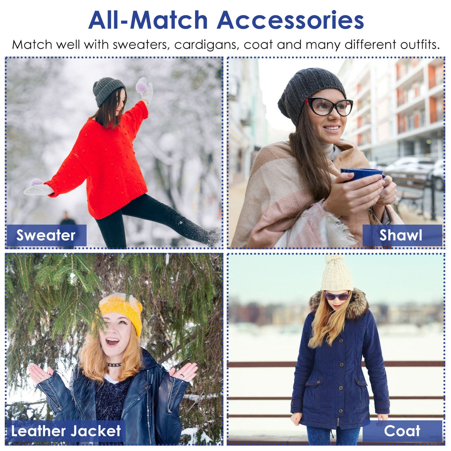 1Set Winter Beanie Hat Scarf Set Women Warm Knitting Skull Cap Neck Warmer For Walking Running Hiking Camping Outdoors Gift