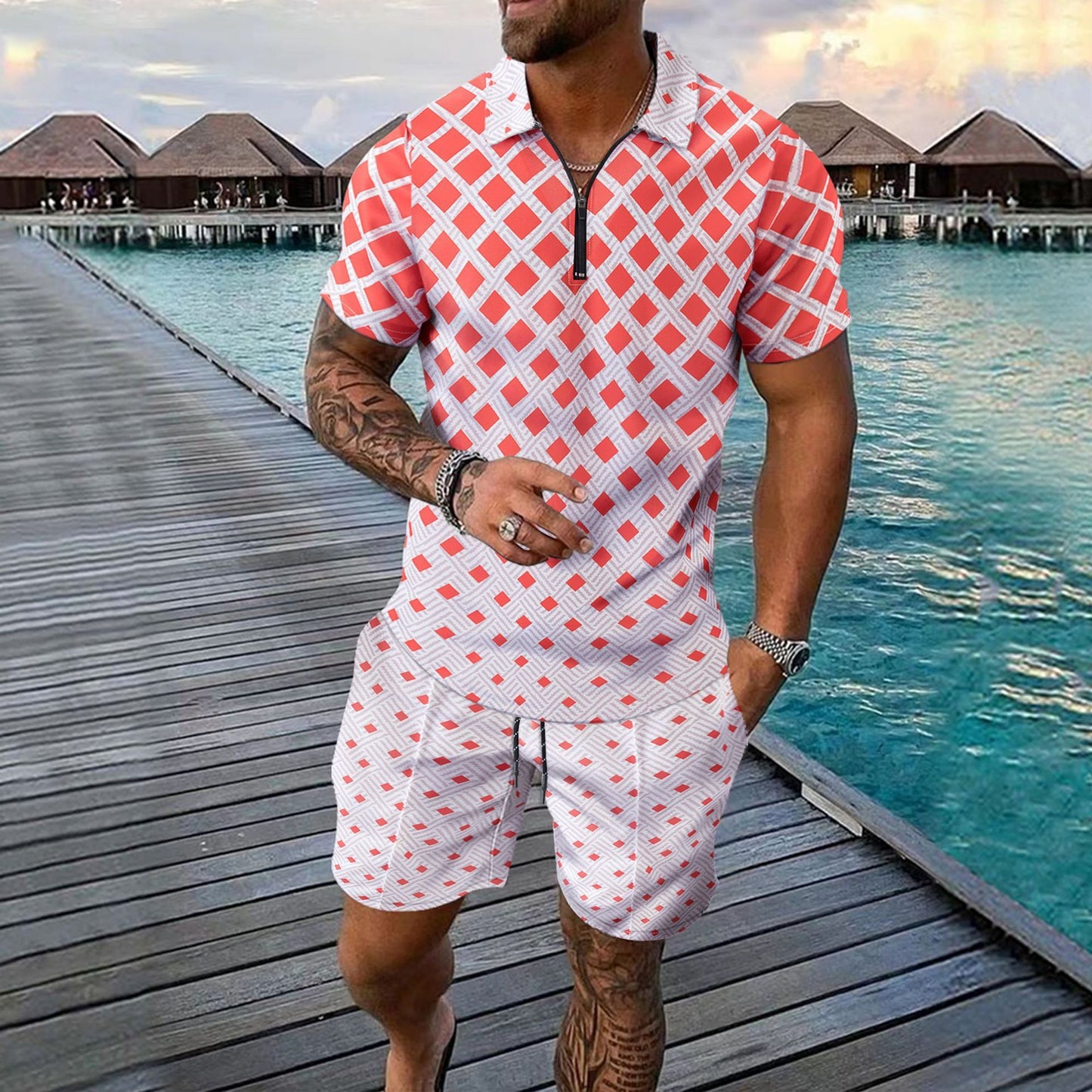 Short-sleeved Shorts Two-piece Sports And Leisure Men's Suit