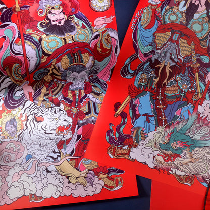 Dragon Year Chinese New Year Door-God Stickers Door Decoration