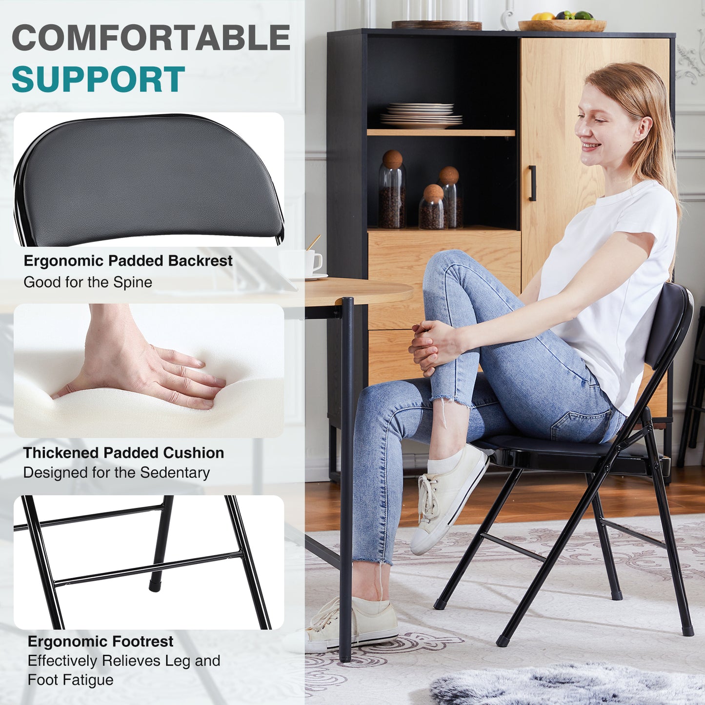 Leather Upholstered Folding Chair