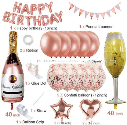 Happy New Year Foil Balloon Champagne Bottle Rose Gold