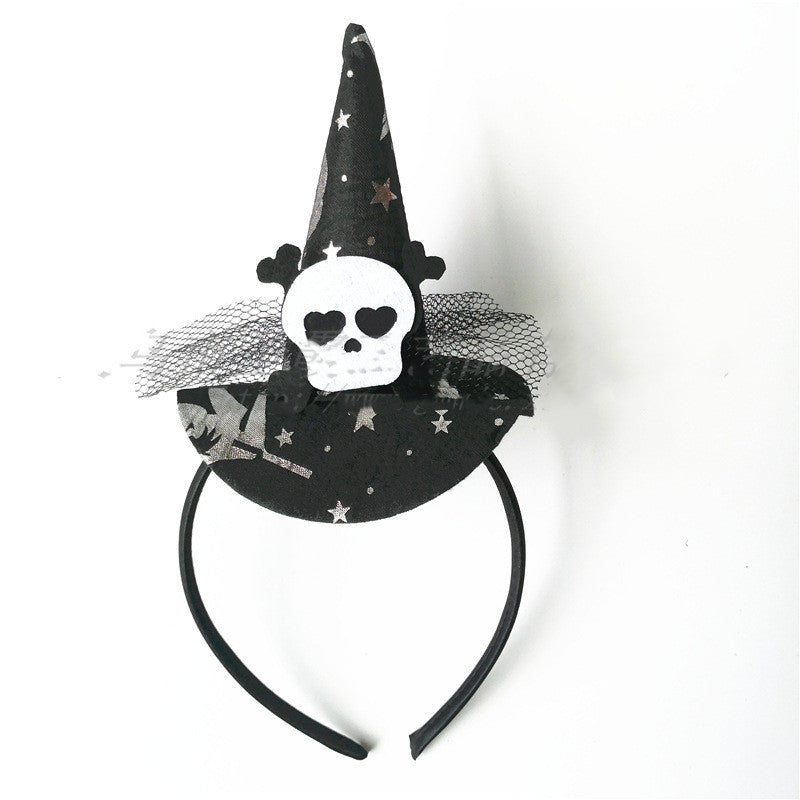 Halloween Witch Headband Spider Skull Witch Hat Decoration Supplies Bat Headdress