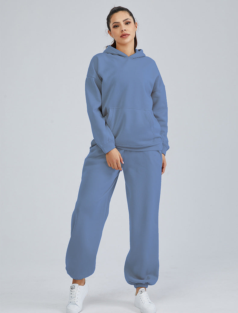 Women's Hooded Pocket Sports And Leisure Two-piece Suit