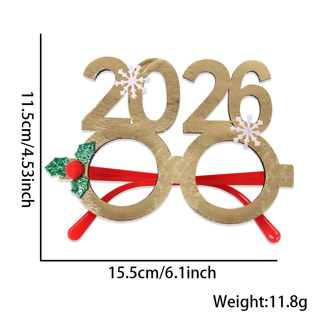 Christmas Glasses Bronzed Fabric Snowflake XINGX Photo New Year Party Props