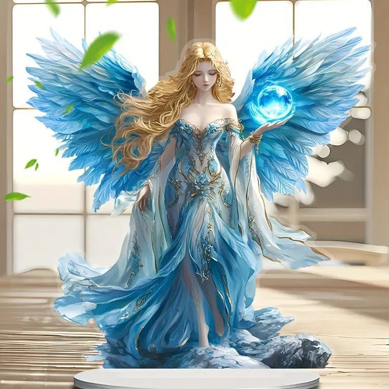 Guardian Angel Statue Acrylic Desktop Decoration With Base Decoration Office Holiday Decoration