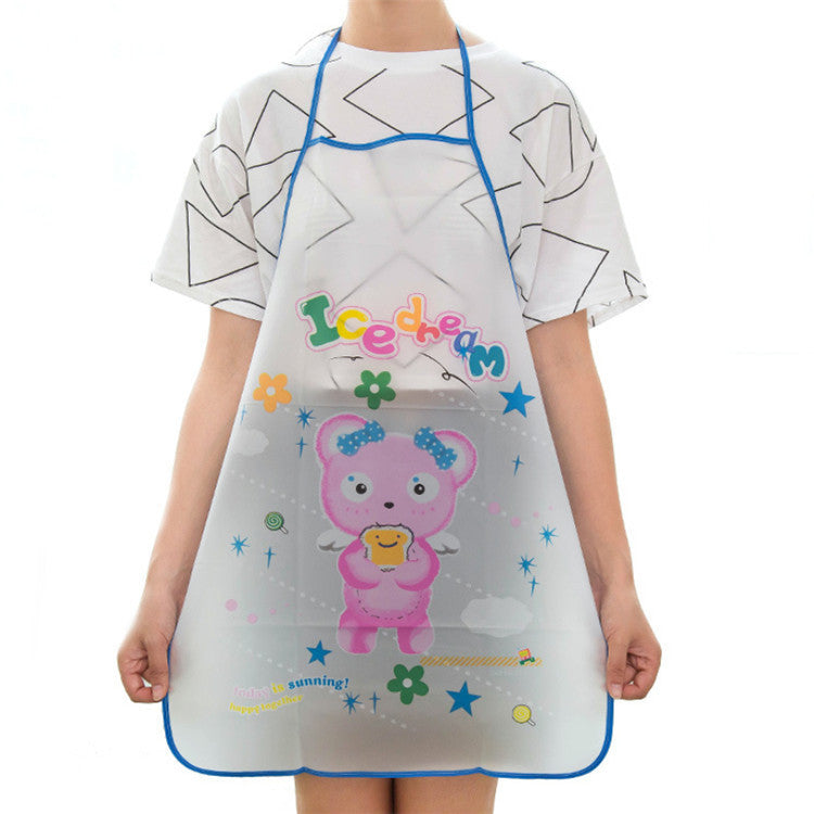 Kitchen Pvc Cute Cartoon Apron Oil-proof Waterproof