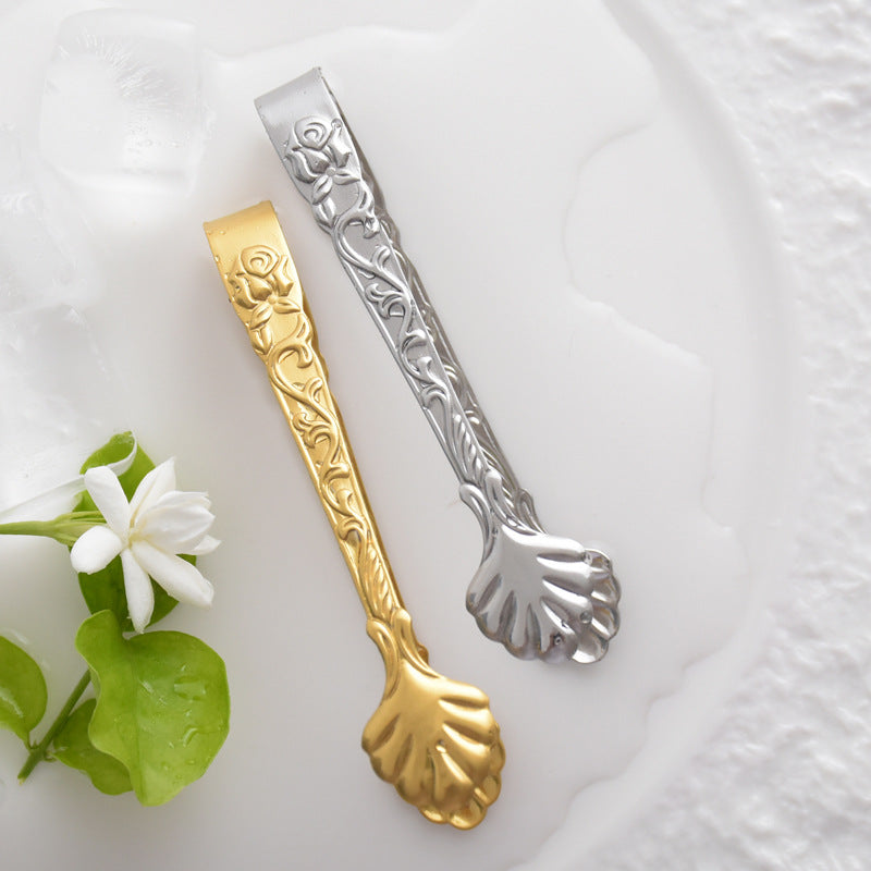 Embossed Rose Stainless Steel Ice Cube Clamp