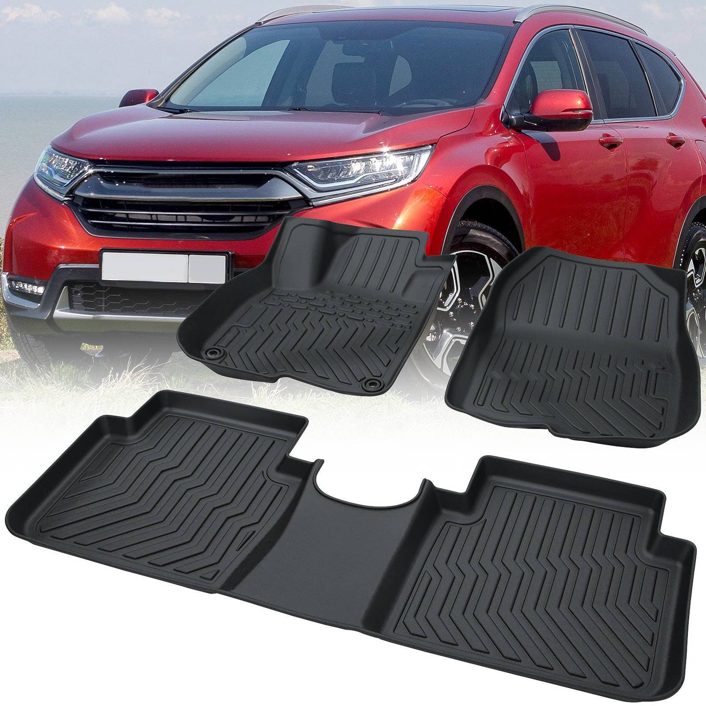 TPE Rubber Car Floor Mats All-Weather For 17-22 CR-V