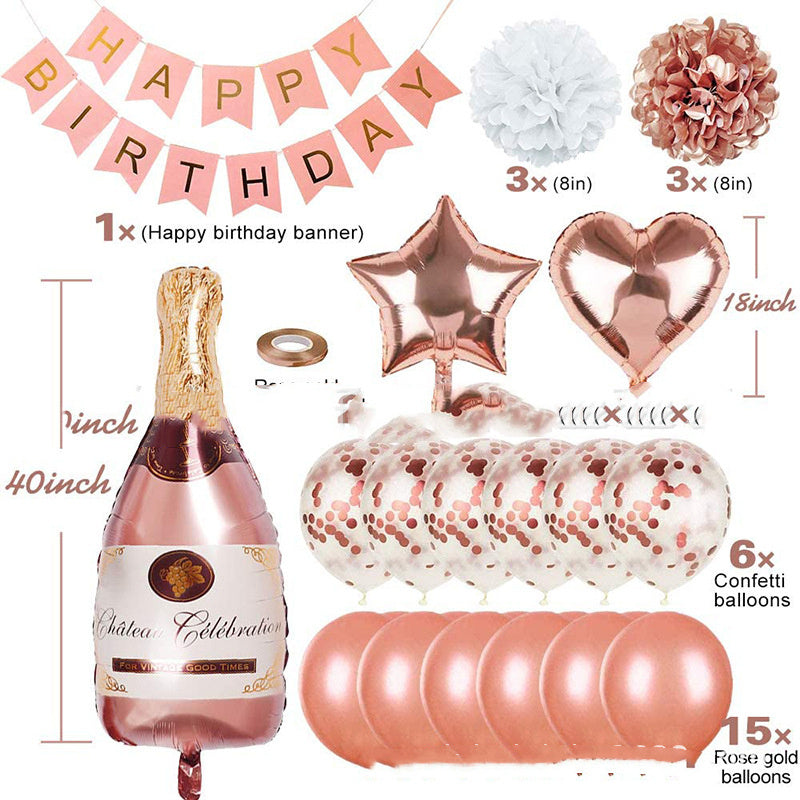 Happy New Year Foil Balloon Champagne Bottle Rose Gold