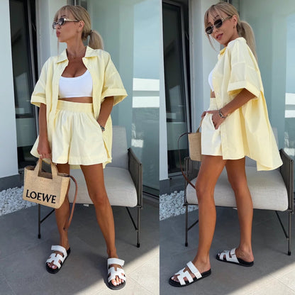 Shirt Elastic Sports Shorts Two-piece Set