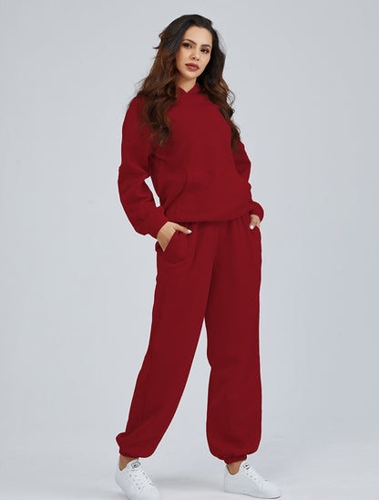 Women's Hooded Pocket Sports And Leisure Two-piece Suit