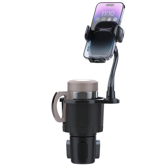 1Pc 2 In 1 Car Cup Phone Holder Automotive Drink Holder With 360 Degree Rotating Gooseneck Phone Mount Adjustable Base Fit For Most Phones Cups Vehicles