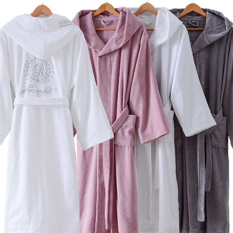 Cotton Bathrobe Thick Towel Material With Hood