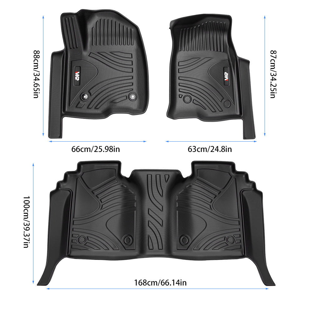 MKR Floor Mats For Chevy Silverado GMC Sierra 1500 2019-2025, 2020-2025 SLV SRA 2500 3500 HD Crew Cab With Rear Under-Seat Storage
