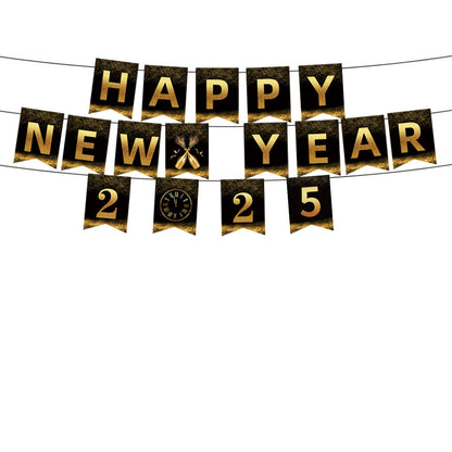 New Year Birthday Party Supplies Decoration Disposable Tableware Hanging Flag Cup Straw Tablecloth