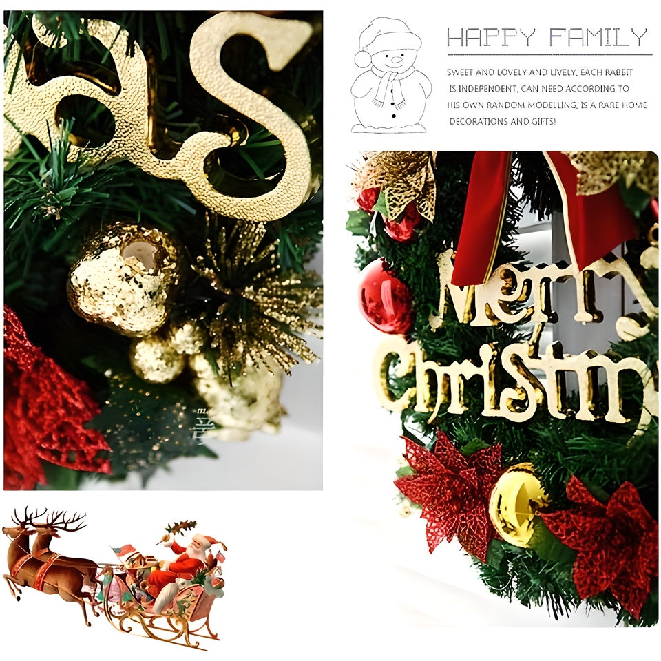 1 Piece Of 20-inch Bell-style Christmas Wreath, With Warm Light And Colored Light Options Available