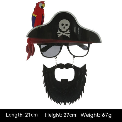 Halloween Glasses Beard Ball Party Funny Props Skull Pirate Navy Ghost Festival Dance Party Decoration