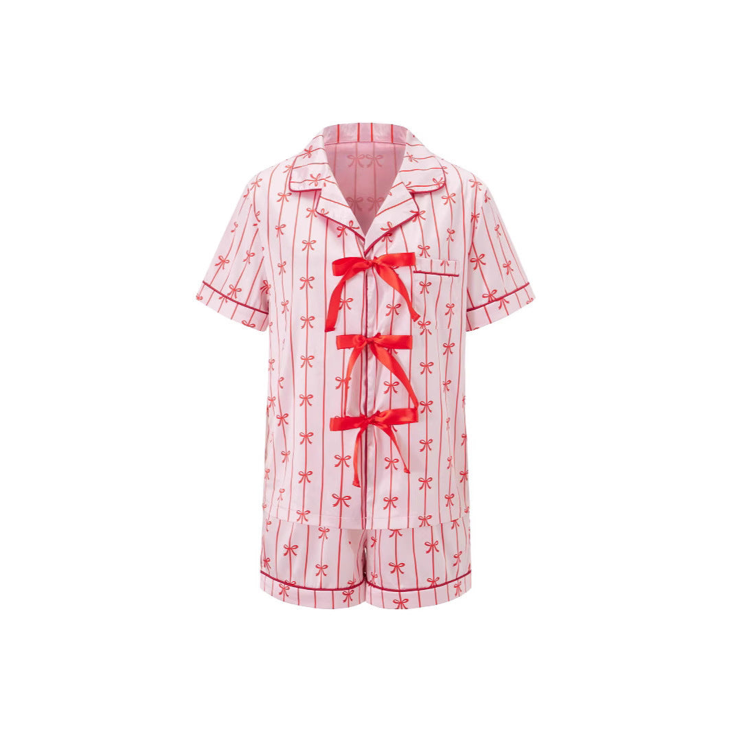 Leisure Children's Bow Printed Home Suit Set