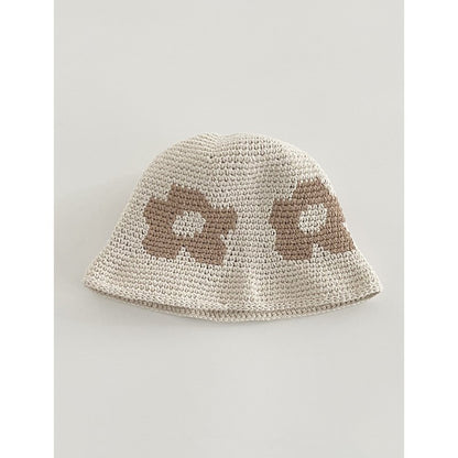 Japanese-style Retro Hollow Flower Handmade Knitted Bucket Hat Women