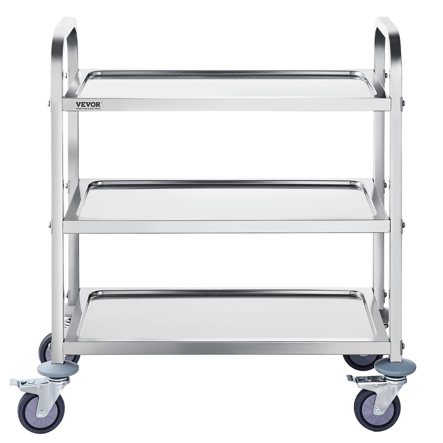 Stainless Steel Cart, 3-layer Practical Laboratory Cart, Carrying Capacity Of 400 Pounds, Medical Cart With Lockable Universal Wheels, Suitable For Laboratories, Clinics, Kitchens, Salons