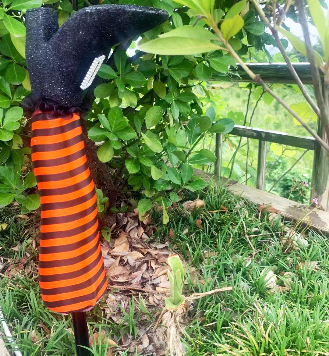 Halloween Striped Witch High Heels Garden Decoration Ornament