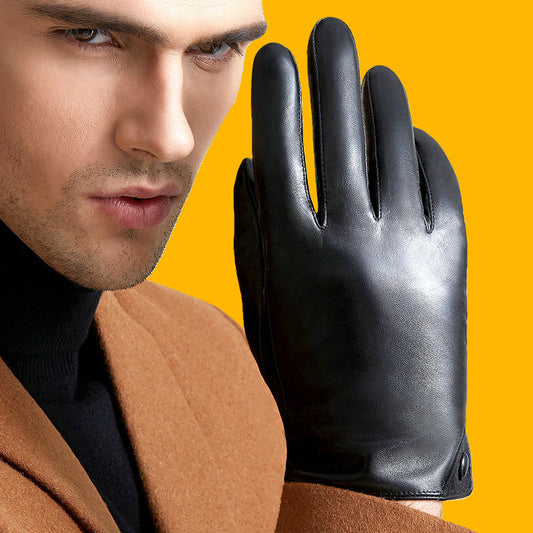 Leather Gloves Men's Winter Touch Screen Sheepskin