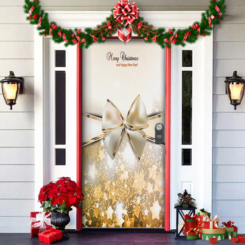 Christmas Forest Background Fabric Door Shelter Door Hanging New Year Party Decoration