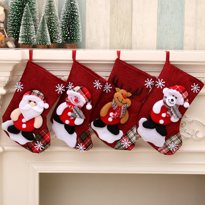 Medium Linen Socks Christmas Decorations Gift Bag