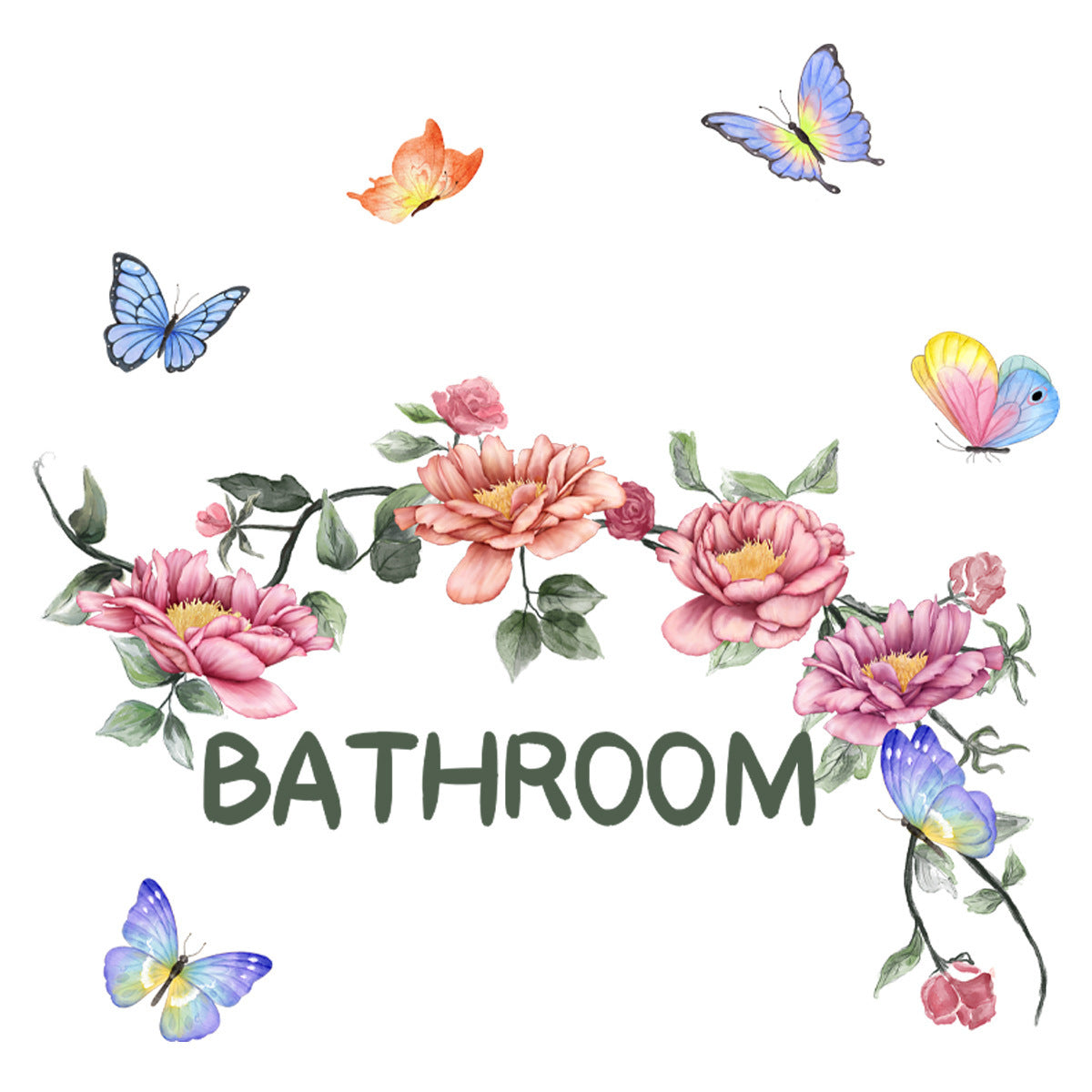 Flower Bathroom Wall Sticker Door Stickers Bathroom Decoration