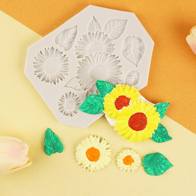 Cake Silicone Mold Sunflower Flower Leaves Pastoral