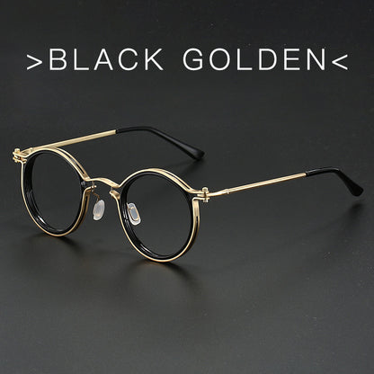 Vintage Round Frame Glasses Frame Anti-Blue Ray Plain Glasses