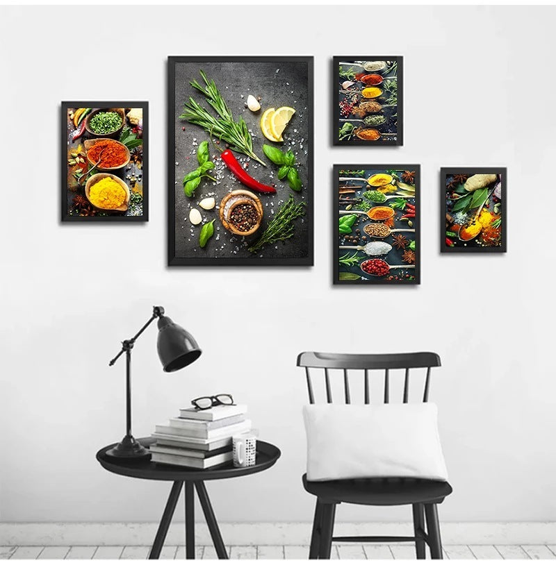 Kitchen Theme Mixed Vanilla And Spice Canvas Painting Poster Canvas Painting Wall Art Kitchen Restaurant Decoration