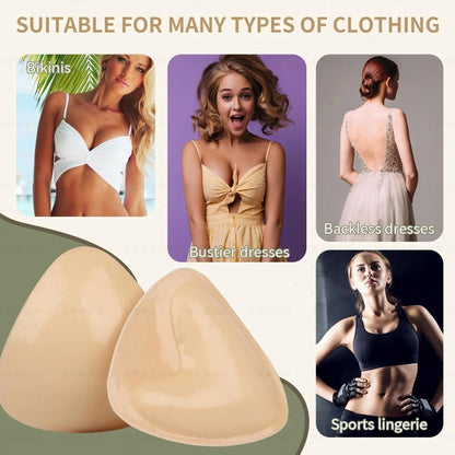 Double Sided Adhesive Sticky Bra Inserts Push Up Thick Sponge Breast Lift Pads Women Swimsuit Bikini Cup Enhancer