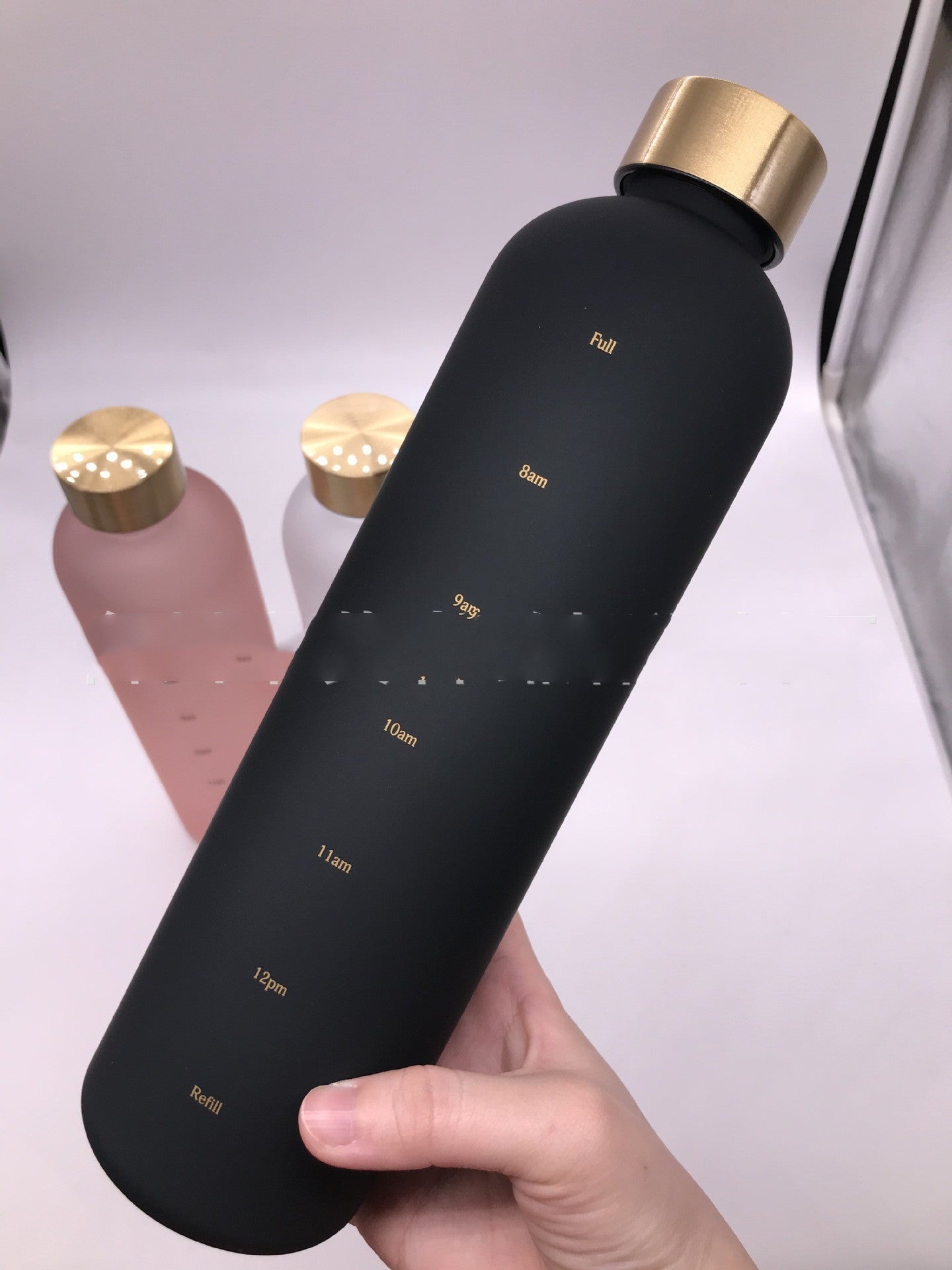 Large Capacity 1L Time Water Cup Fitness Water Bottle Gradient Color Matte