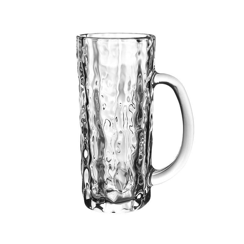 Household Large-capacity Beer Mug With Handle Tree Pattern Glass