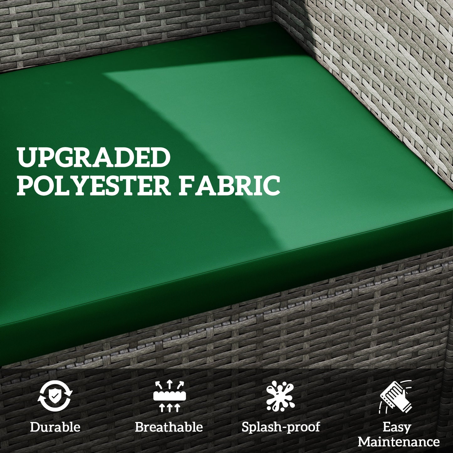 Outdoor Seat Cushion Pads For Rattan Furniture, 3 PCs Garden Furniture Cushions, Green