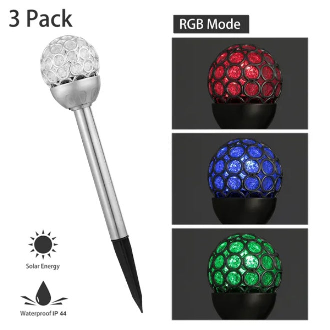 Solarek 3 Pcs Outdoor Solar Lights IP44 Waterproof Ball RGB Light Garden Decor Lamp Landscape Christmas