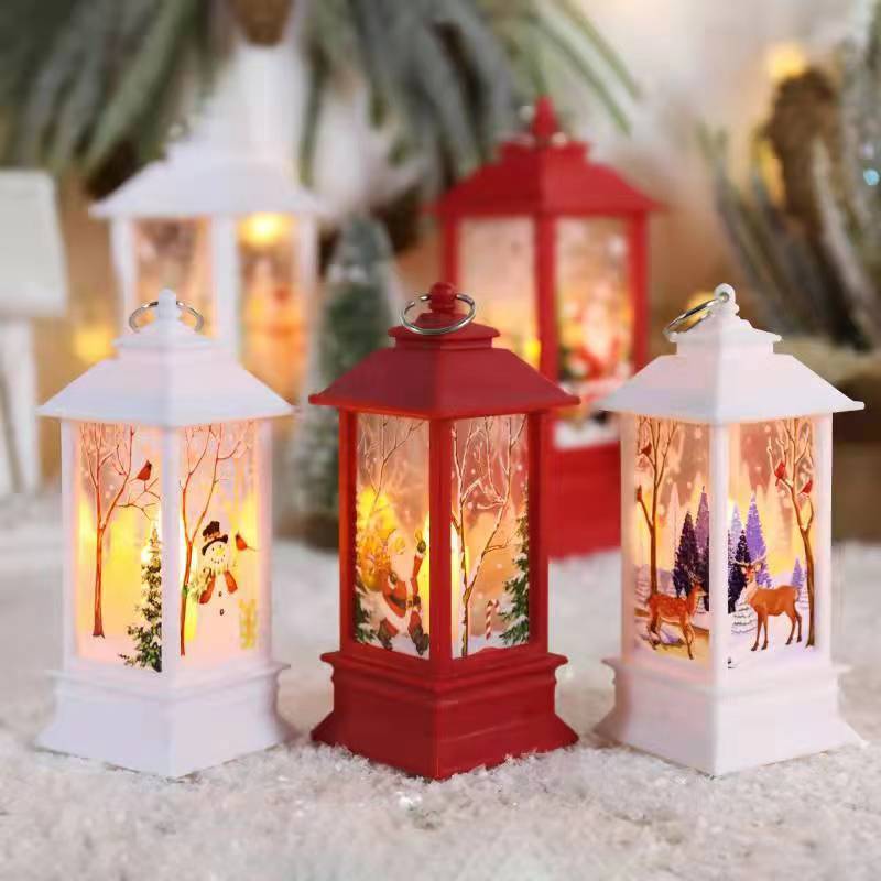 Christmas Storm Lantern Candlestick Lamp Small Night Lamp Old Snowman Decoration Small Night Lamp Desktop Decoration