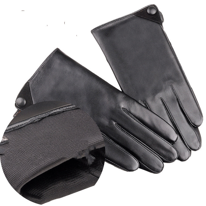 Leather Gloves Men's Winter Touch Screen Sheepskin