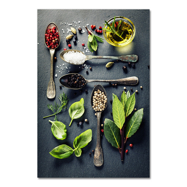 Kitchen Theme Mixed Vanilla And Spice Canvas Painting Poster Canvas Painting Wall Art Kitchen Restaurant Decoration