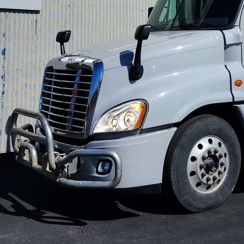 Chrome Headlights Compatible With 2008-2016 Freightliner Cascadia With Halogen Bulbs Passenger Side,Right Light