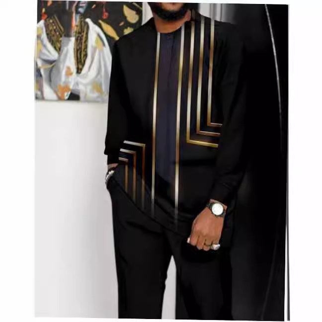 Two-piece Men's 3D Printing Classic Leisure Sports Suit